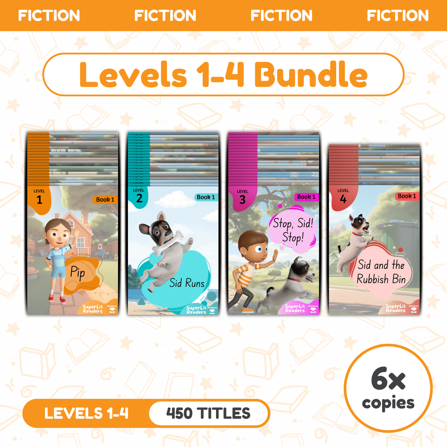 SuperLit Phonics Decodable Readers Fiction Levels 1-4 Six Sets