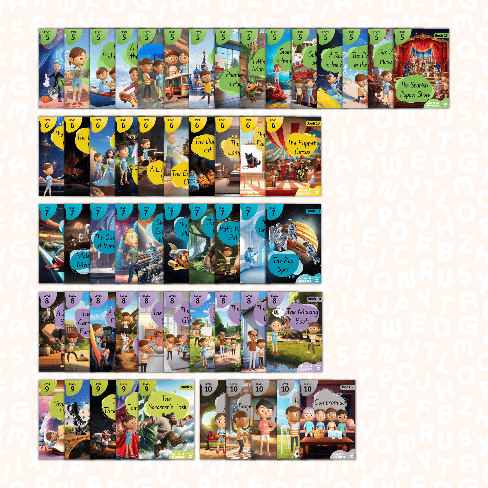 SuperLit Phonics Decodable Readers - Fiction Levels 5-10 Book Covers