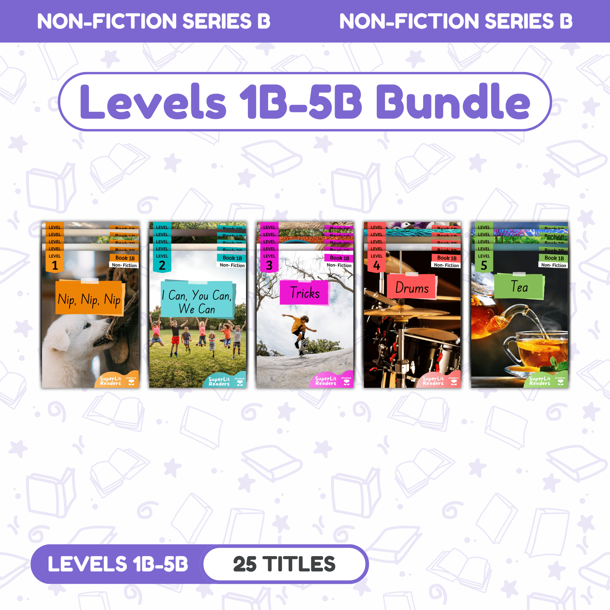 SuperLit Phonics Decodable Readers Non-Fiction Series B Levels 1B-5B Single Set