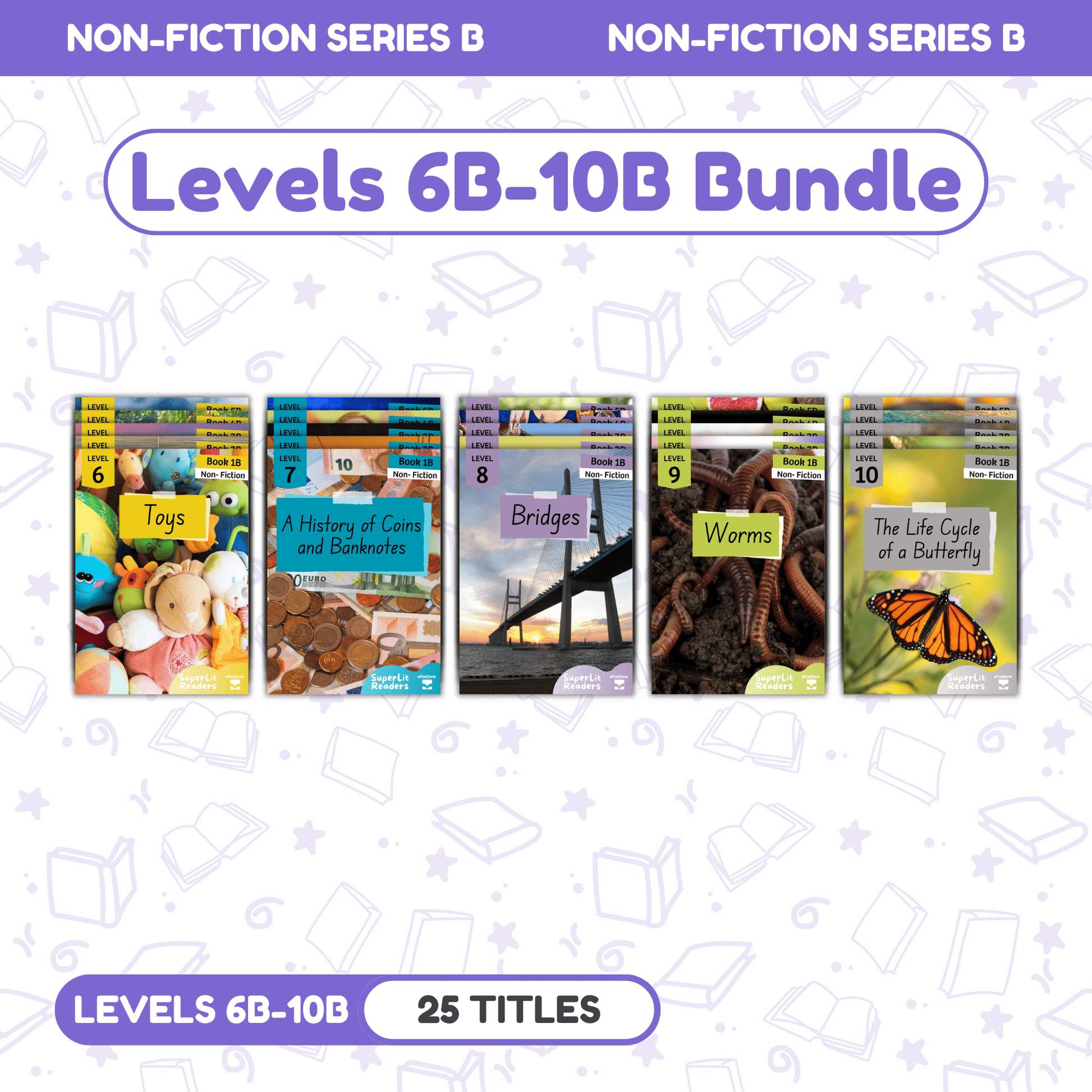 SuperLit Phonics Decodable Readers Non-Fiction Series B Levels 6B-10B Single Set