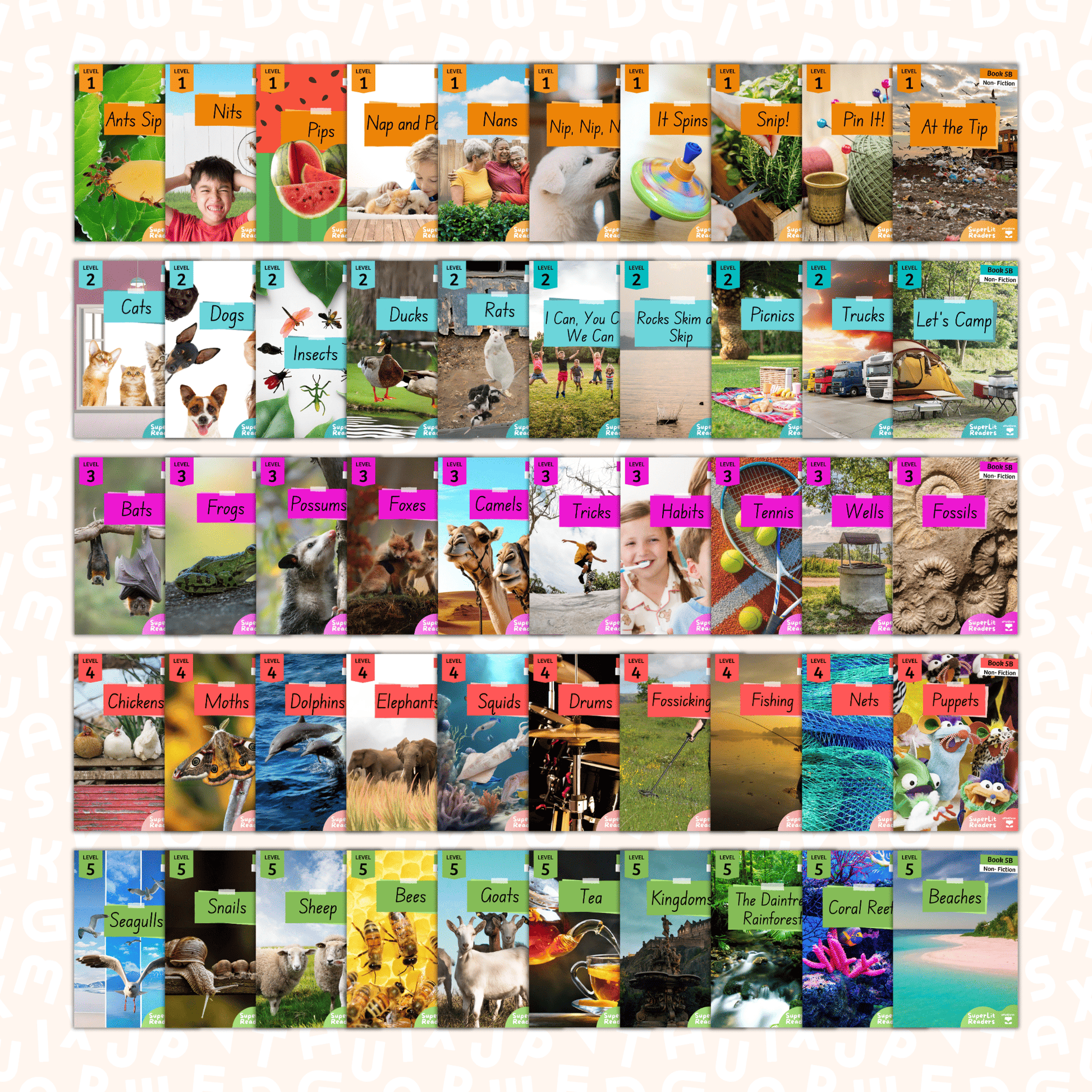 SuperLit Phonics Decodable Readers - Non-Fiction Levels 1-5 Book Covers